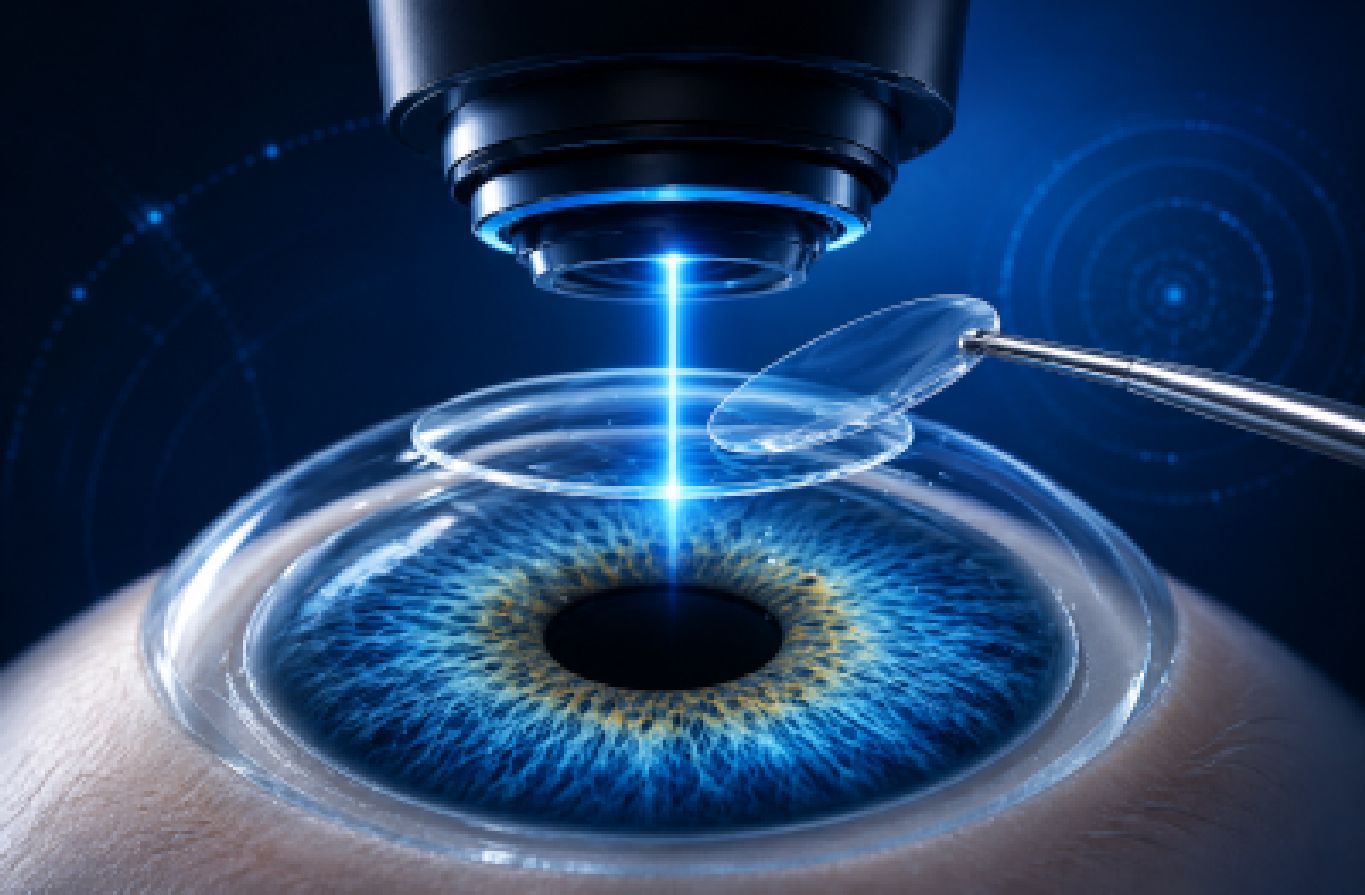 Vision types - near, intermediate and far vision illustration
